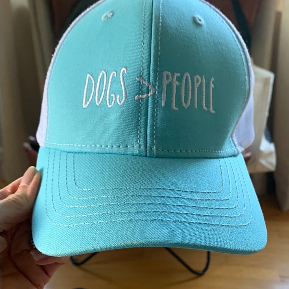 Dogs > People Turquoise and White Dog Lover Cap